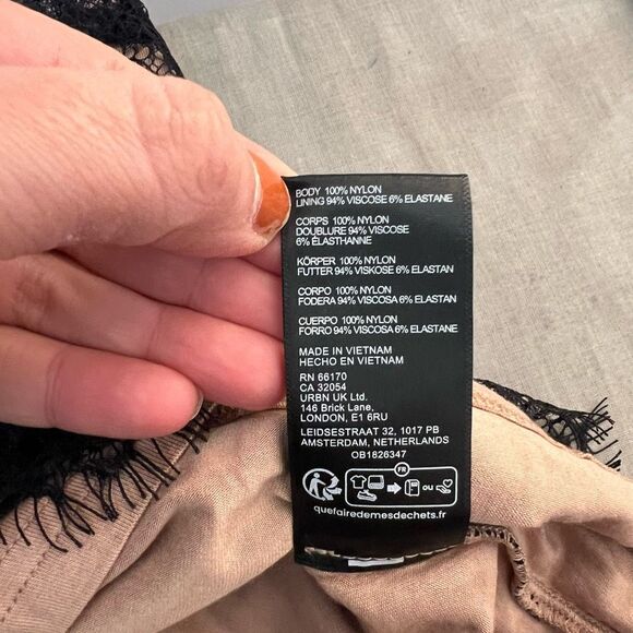 Free people NWT Zoey black lace nude lined ruched mini skirt size 12 - Picture 12 of 14